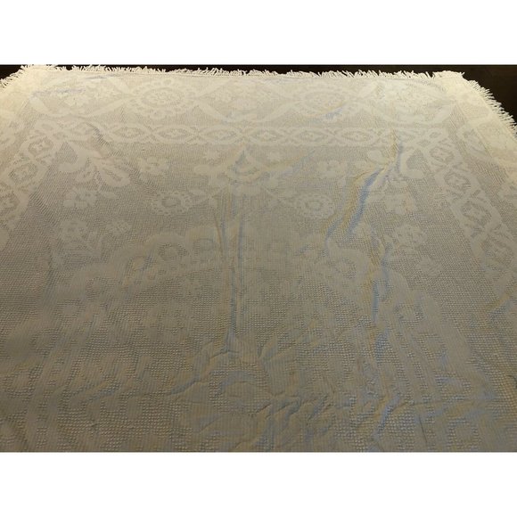 Vinrage Normandle Ideal Bed Spread Cotton Adjusted 107x74 White Cottage - Picture 5 of 6